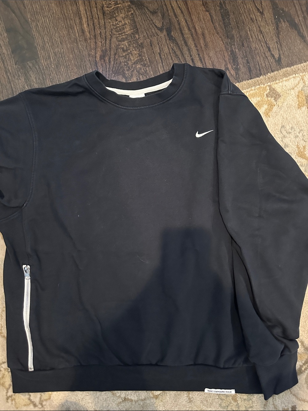 Nike Women’s Black Crewneck Sweatshirt with White Swoosh